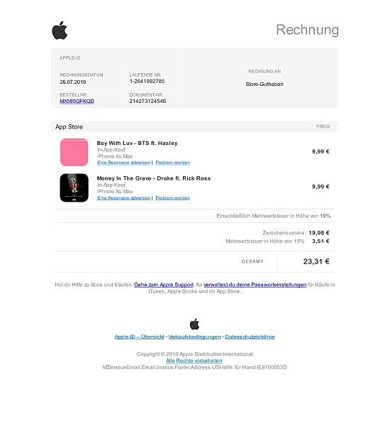 Betrug – Deine Rechnung von Apple – von iTunes Pay ...